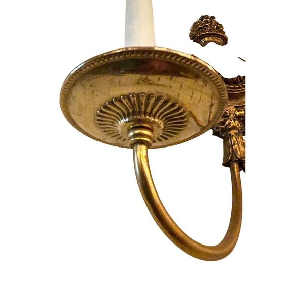 Vintage Neoclassical Style Solid Brass Wall Sconse 2 Light Arm Urn Design - Picture 2 of 5